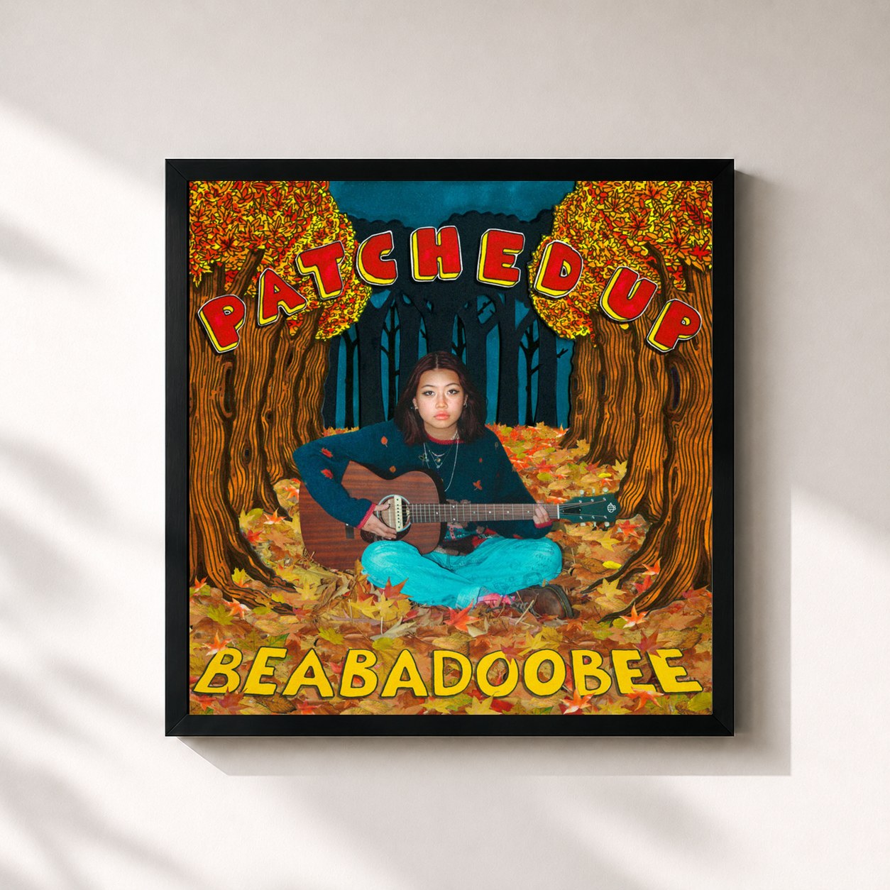 #noir Tableau carré de l'album Patched Up de beabadoobee, cadre noir 32x32 cm