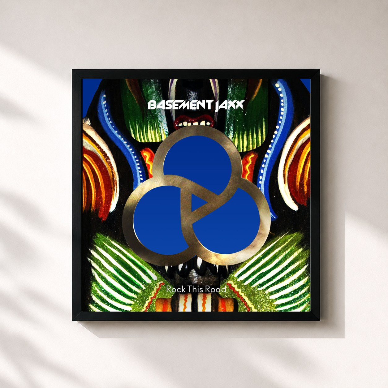 #noir Tableau carré de l'album Rock This Road de Basement Jaxx, cadre noir 32x32 cm