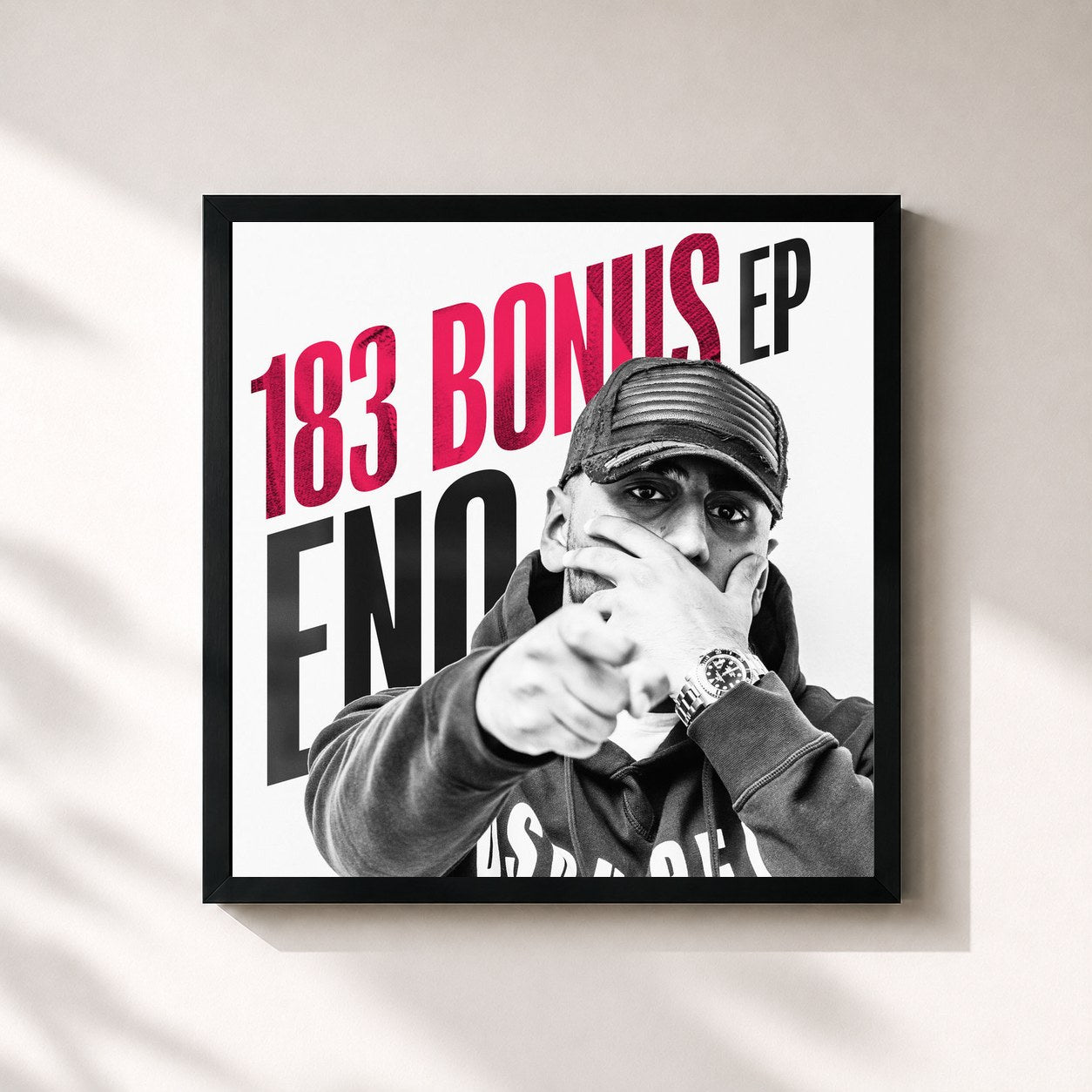 #noir Tableau carré de l'album 183 Bonus - EP de Eno, cadre noir 32x32 cm