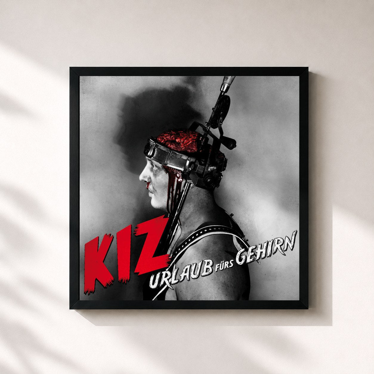 #noir Tableau carré de l'album Urlaub fürs Gehirn de K.I.Z, cadre noir 32x32 cm