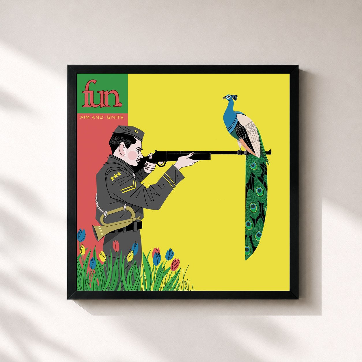 #noir Tableau carré de l'album Aim and Ignite (Deluxe Version) de fun., cadre noir 32x32 cm