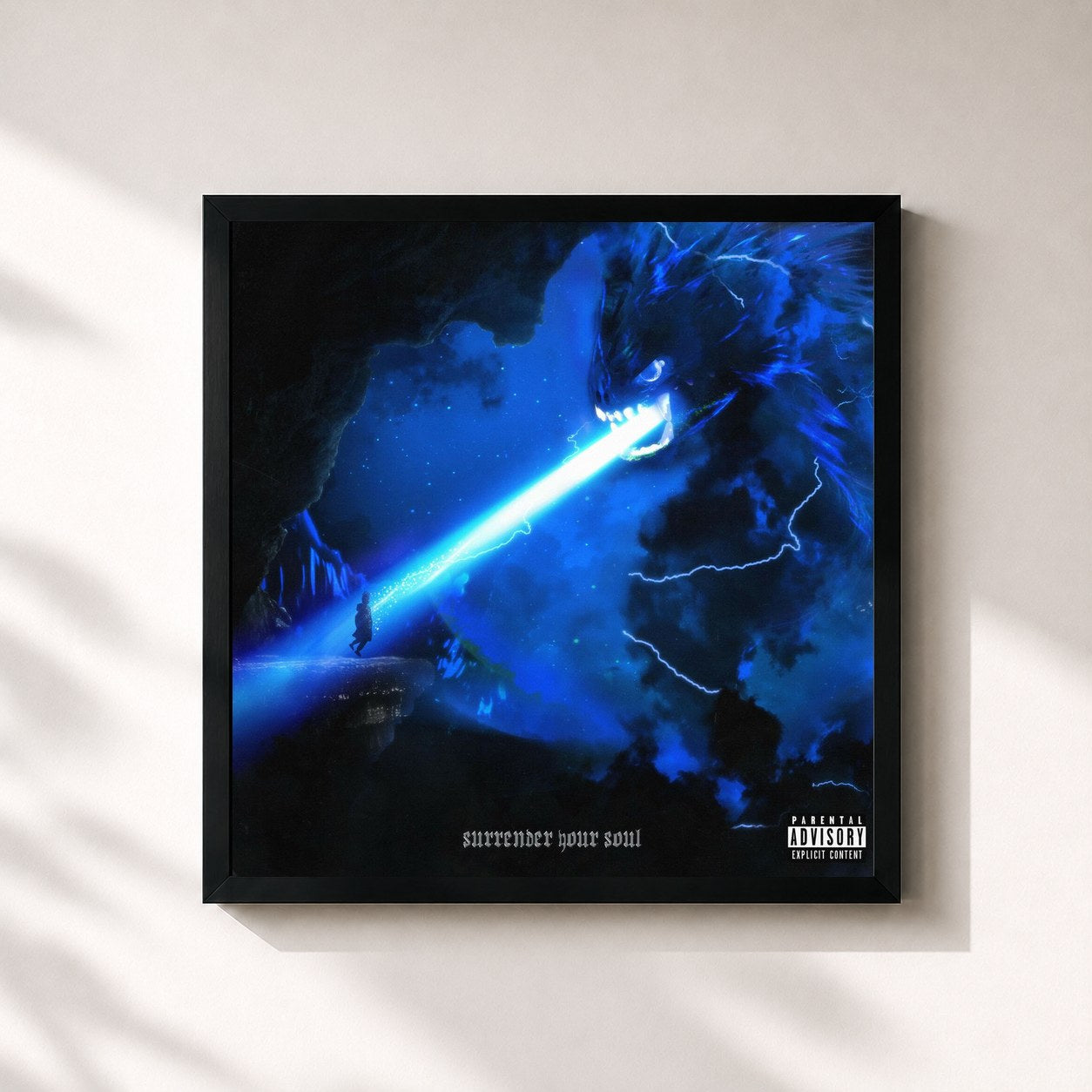 #noir Tableau carré de l'album Surrender Your Soul de KILLY, cadre noir 32x32 cm