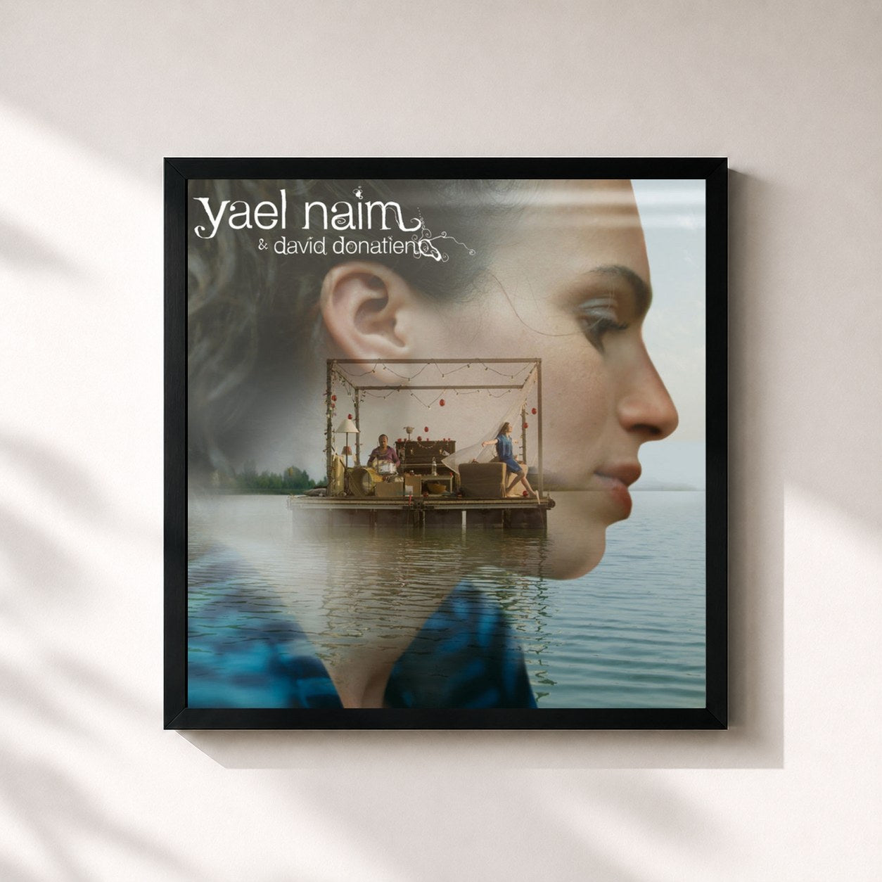 #noir Tableau carré de l'album Yael Naim de Yael Naim, cadre noir 32x32 cm