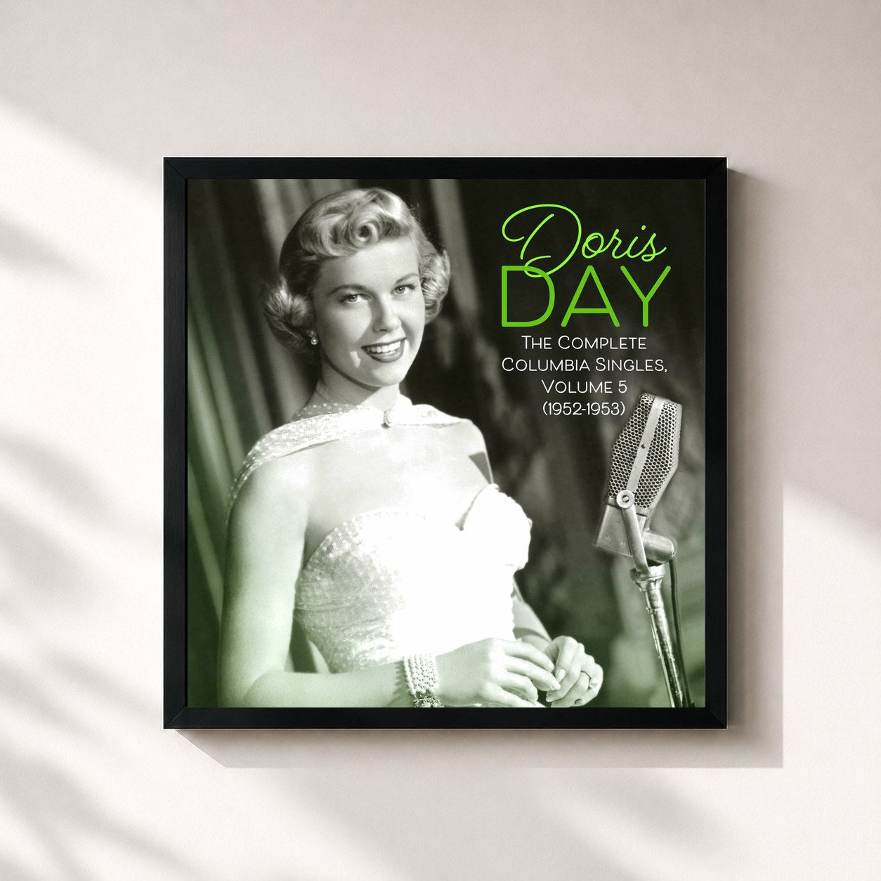 #noir Tableau carré de l'album The Complete Columbia Singles, Volume 5 (1952-53) de Doris Day, cadre noir 32x32 cm