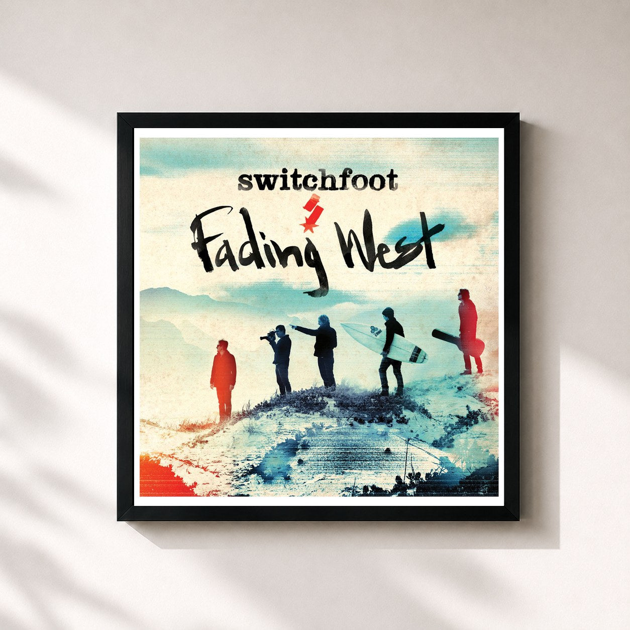 #noir Tableau carré de l'album Fading West de Switchfoot, cadre noir 32x32 cm