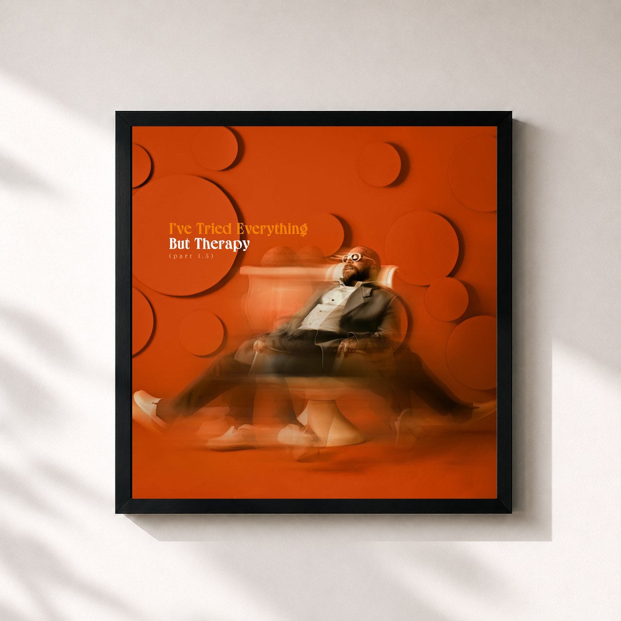 #noir Tableau carré de l'album I've Tried Everything But Therapy (Part 1.5) de Teddy Swims, cadre noir 32x32 cm