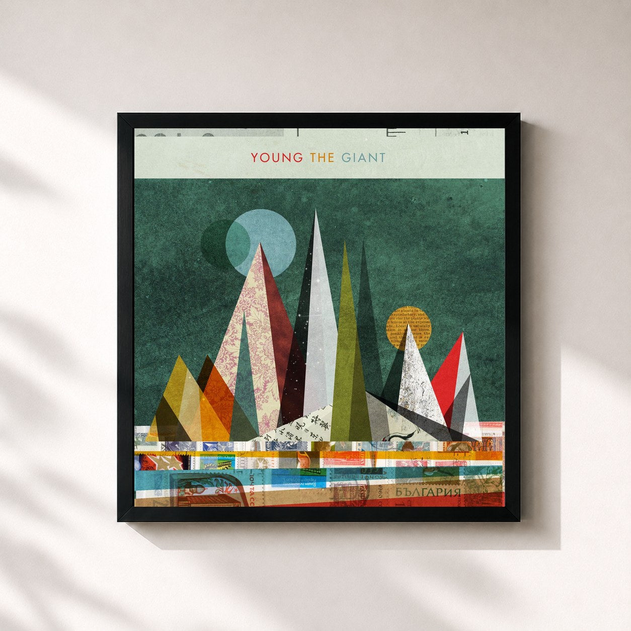 #noir Tableau carré de l'album Young The Giant de Young the Giant, cadre noir 32x32 cm