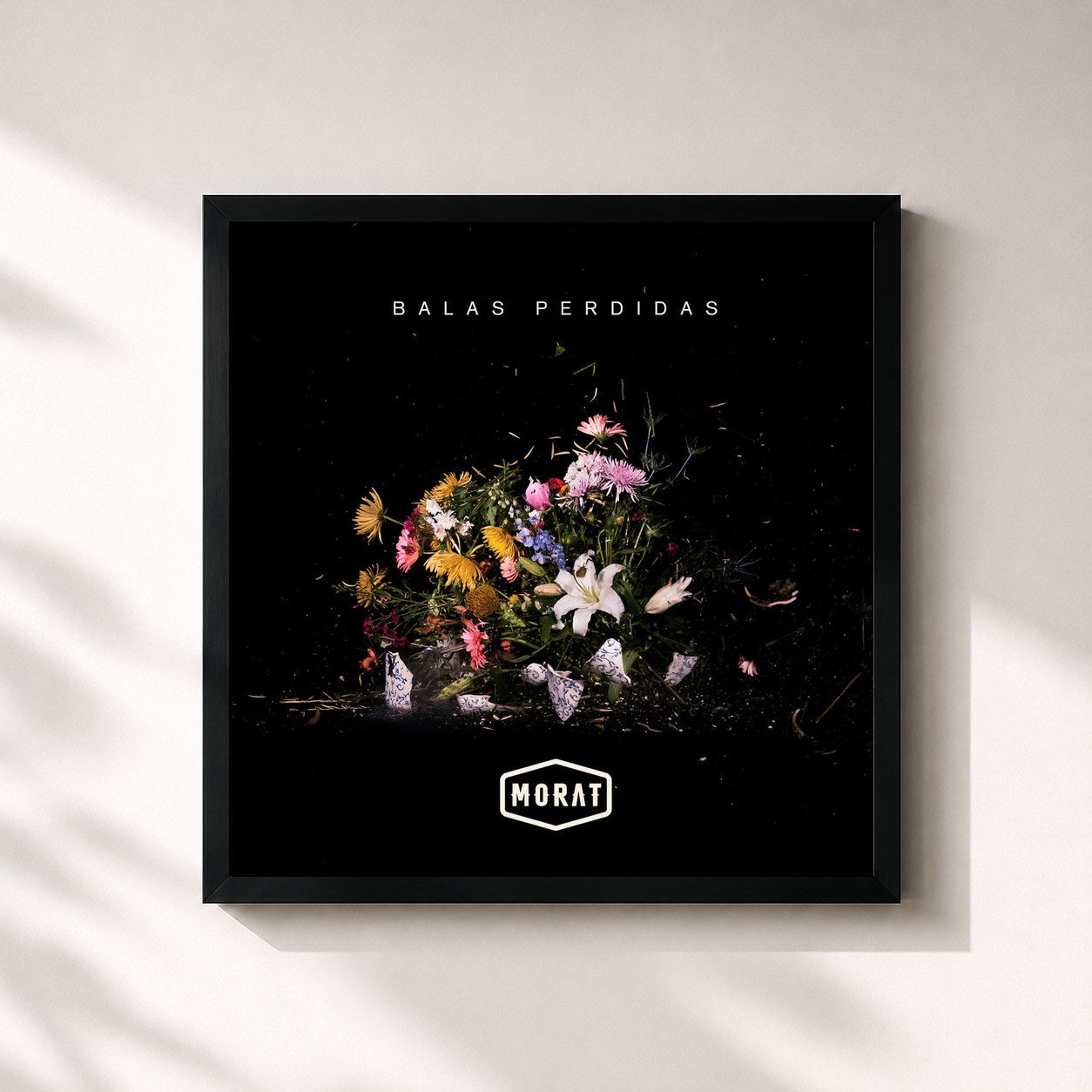 #noir Tableau carré de l'album Balas Perdidas de Morat, cadre noir 32x32 cm
