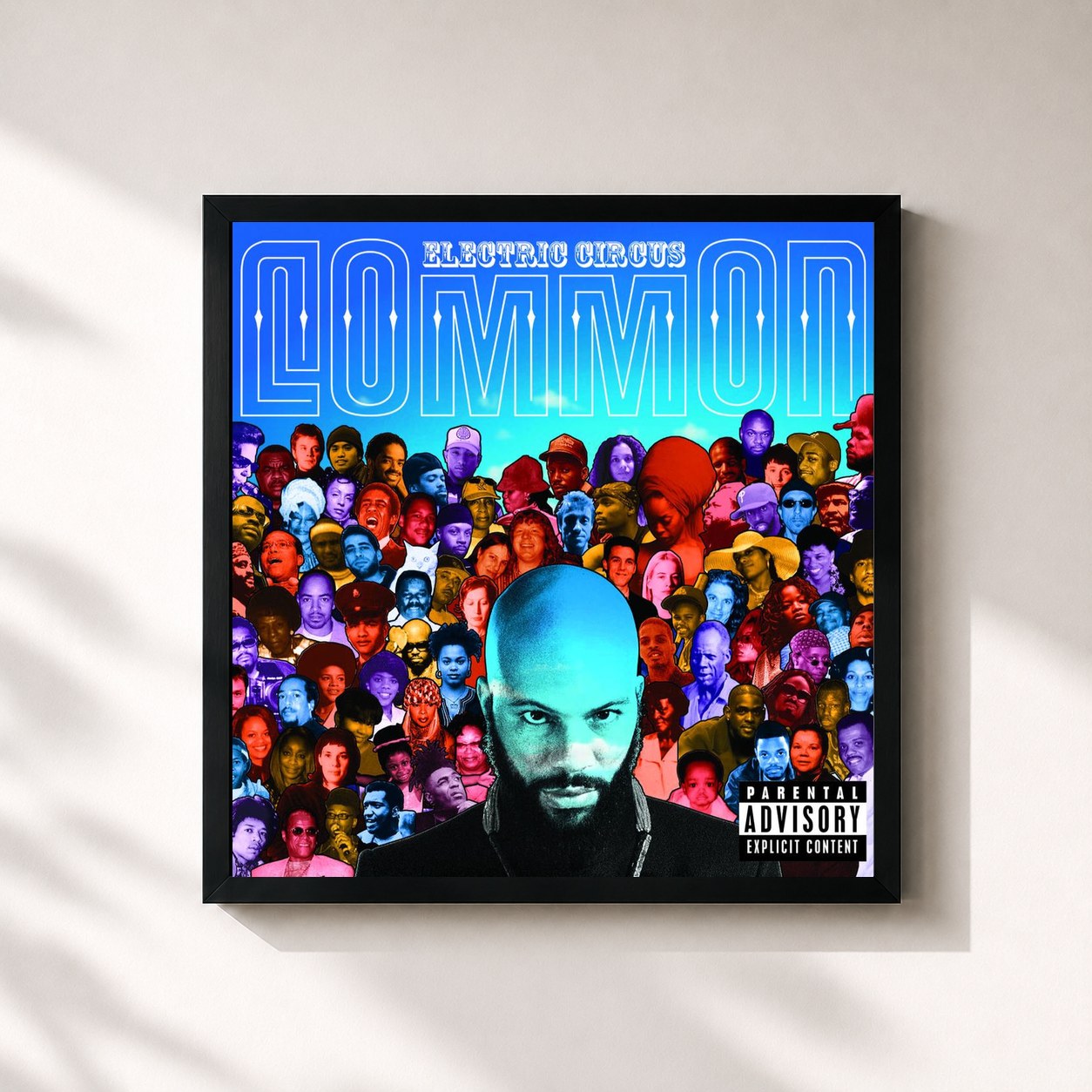 #noir Tableau carré de l'album Electric Circus de Common, cadre noir 32x32 cm