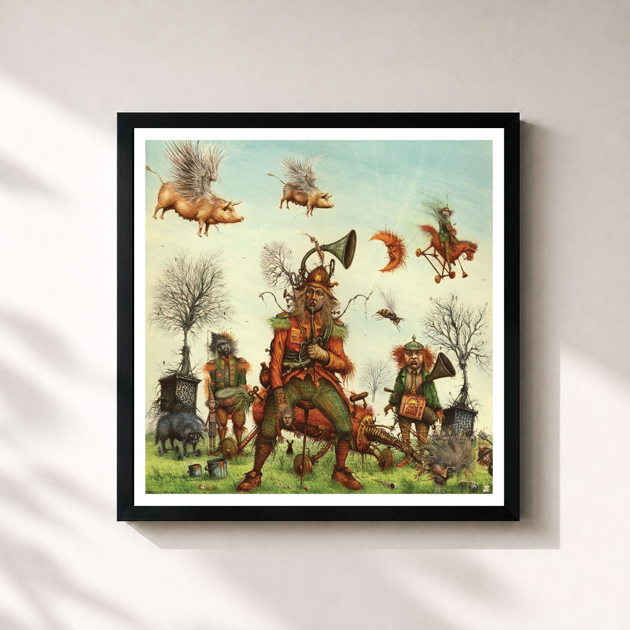 #noir Tableau carré de l'album The Adventures of Bernie the Schoolboy de Joanna Wang, cadre noir 32x32 cm