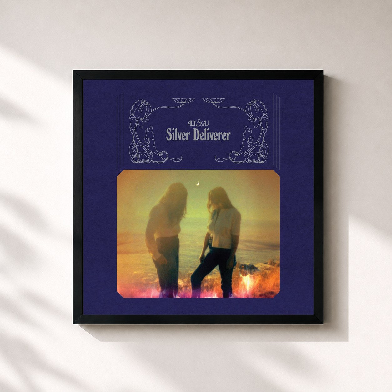 #noir Tableau carré de l'album Silver Deliverer de Aly & AJ, cadre noir 32x32 cm