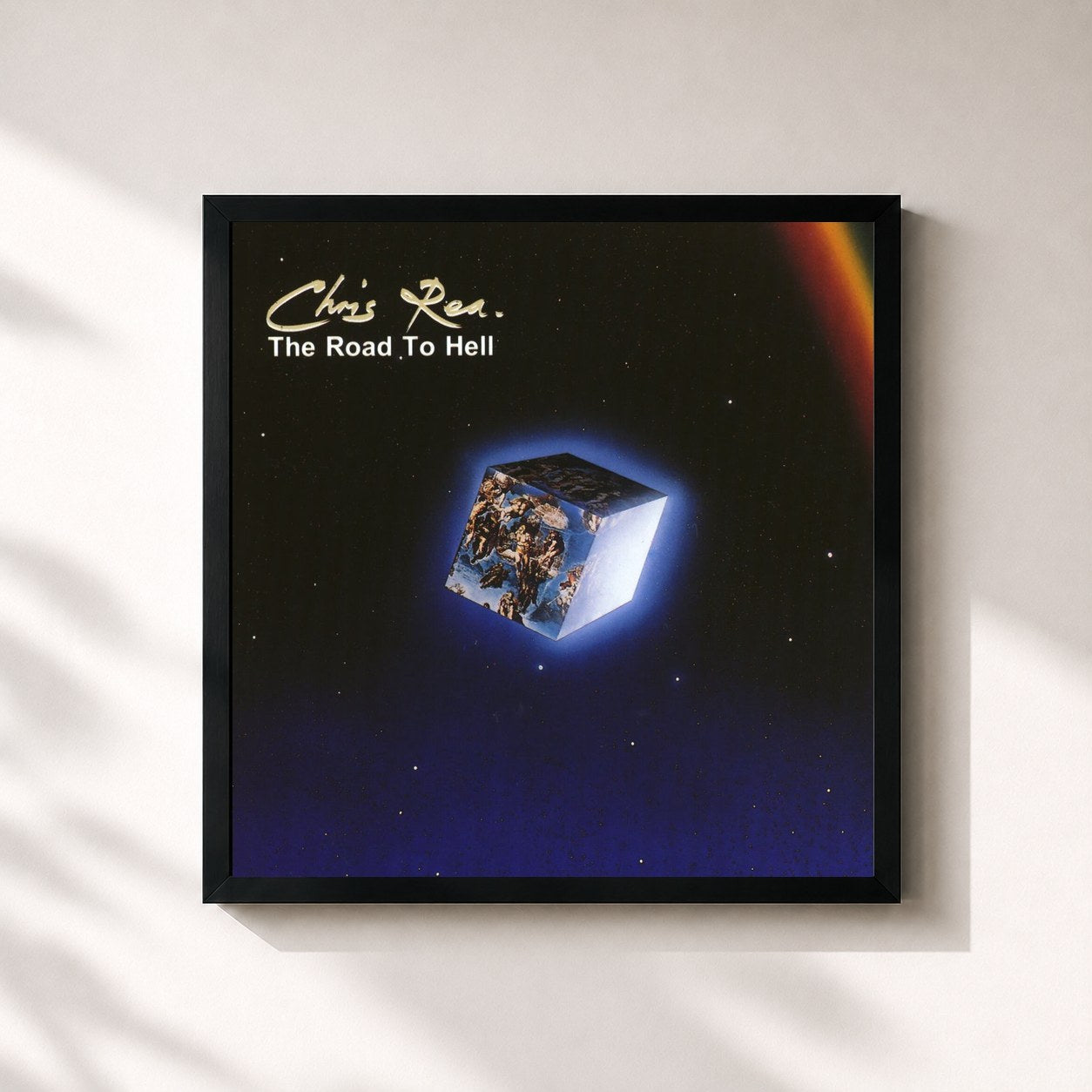 #noir Tableau carré de l'album The Road to Hell de Chris Rea, cadre noir 32x32 cm
