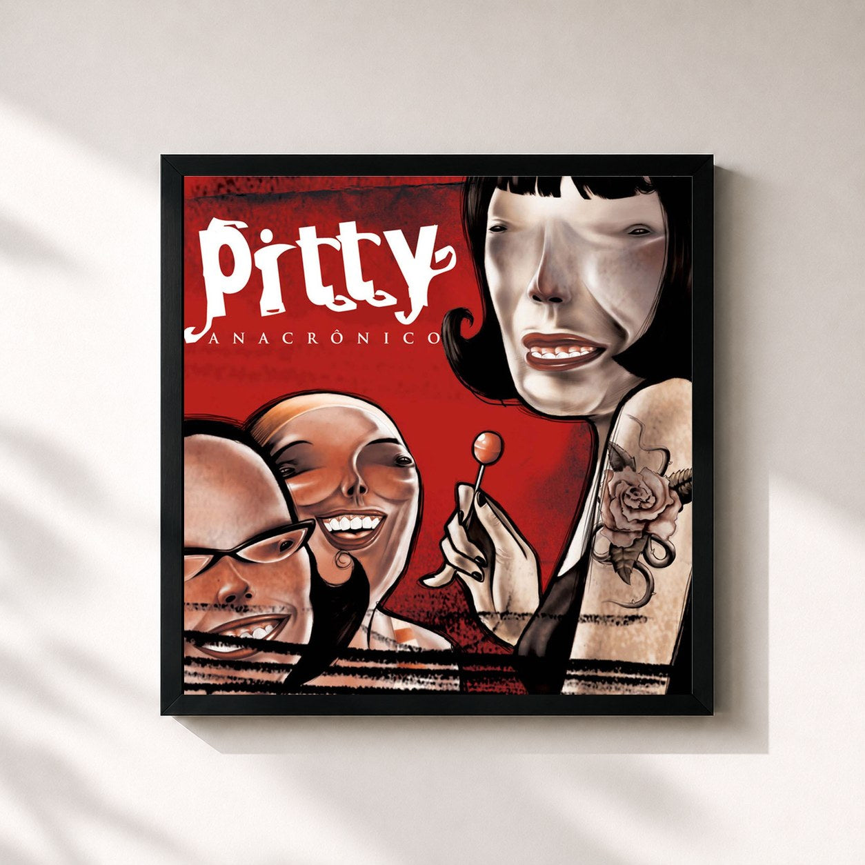 #noir Tableau carré de l'album Anacrônico de Pitty, cadre noir 32x32 cm