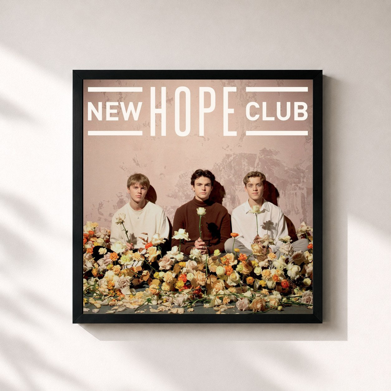 #noir Tableau carré de l'album New Hope Club de New Hope Club, cadre noir 32x32 cm