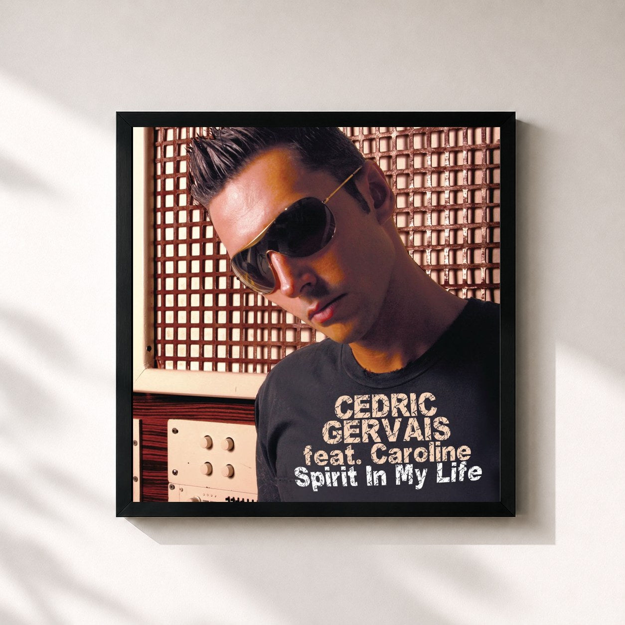 #noir Tableau carré de l'album Spirit In My Life (feat. Caroline) de Cedric Gervais, cadre noir 32x32 cm