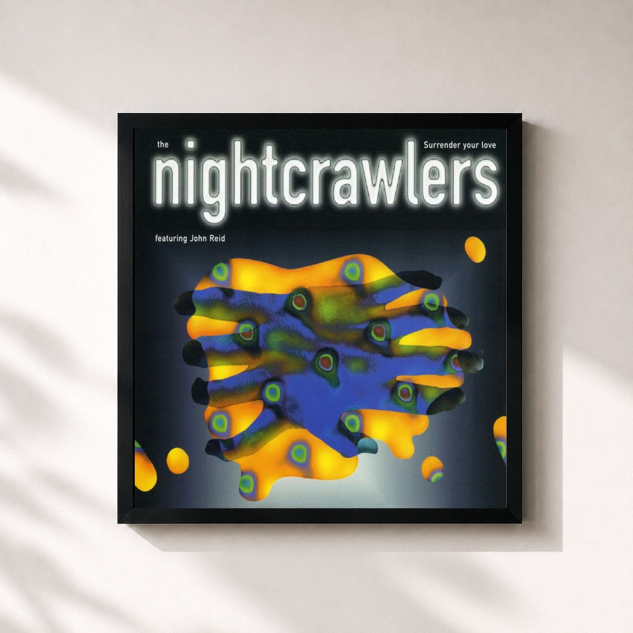 #noir Tableau carré de l'album Surrender Your Love (feat. John Reid) de Nightcrawlers, cadre noir 32x32 cm