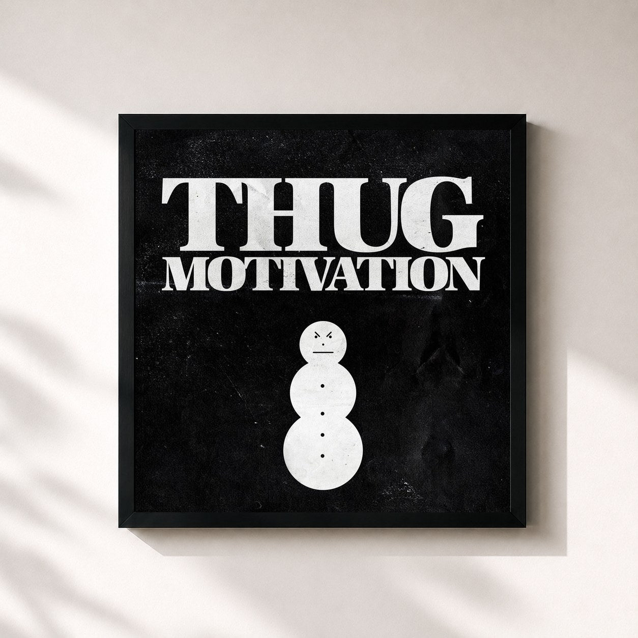#noir Tableau carré de l'album Thug Motivation de Jeezy, cadre noir 32x32 cm