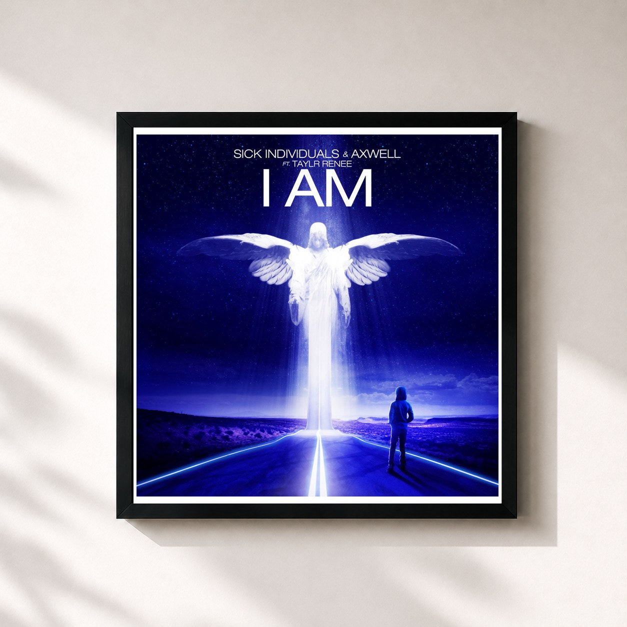 #noir Tableau carré de l'album I Am de Sick Individuals, cadre noir 32x32 cm