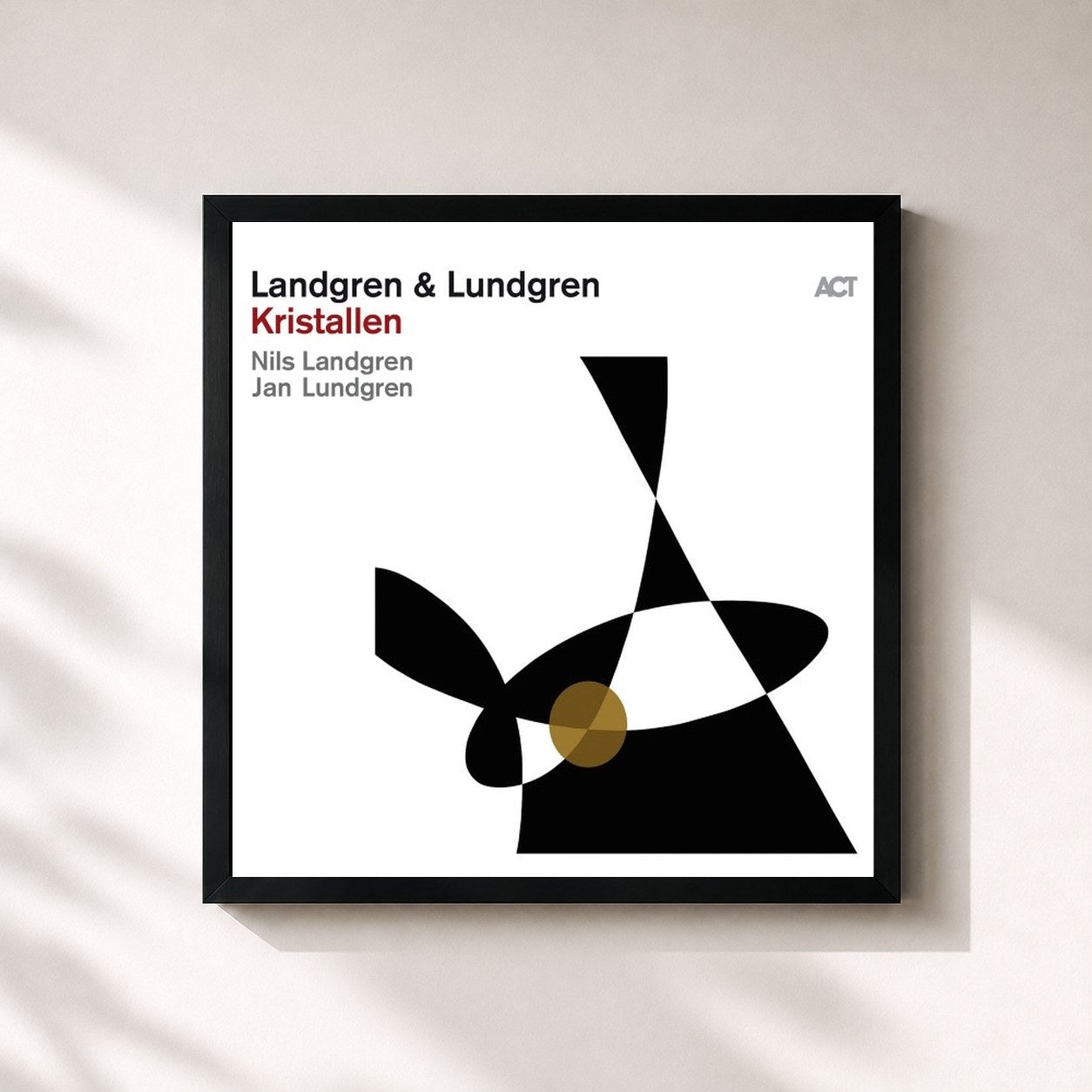 #noir Tableau carré de l'album Kristallen de Nils Landgren, cadre noir 32x32 cm