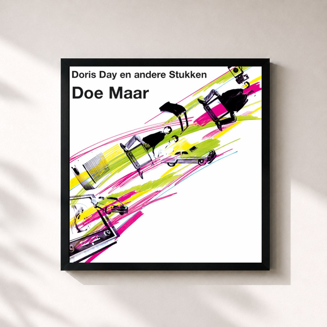 #noir Tableau carré de l'album Doris Day en Andere Stukken de Doe Maar, cadre noir 32x32 cm