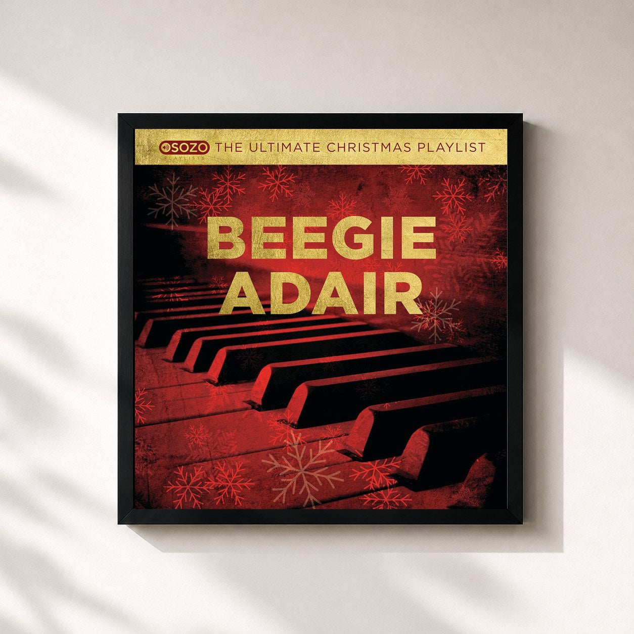 #noir Tableau carré de l'album The Ultimate Christmas Playlist de Beegie Adair, cadre noir 32x32 cm