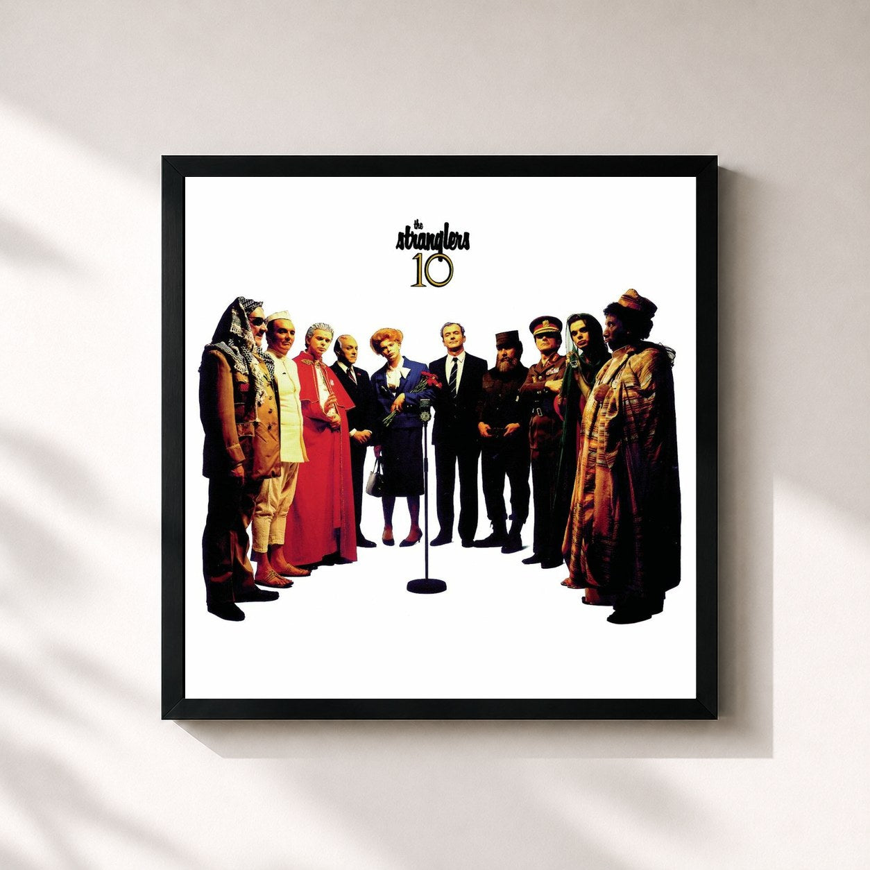 #noir Tableau carré de l'album 10 de The Stranglers, cadre noir 32x32 cm