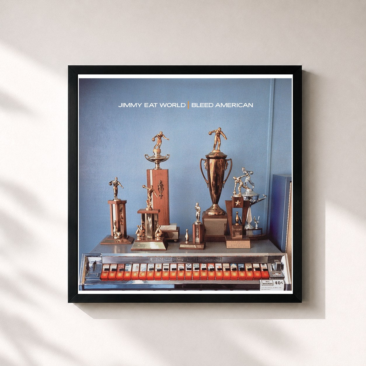 #noir Tableau carré de l'album Bleed American de Jimmy Eat World, cadre noir 32x32 cm
