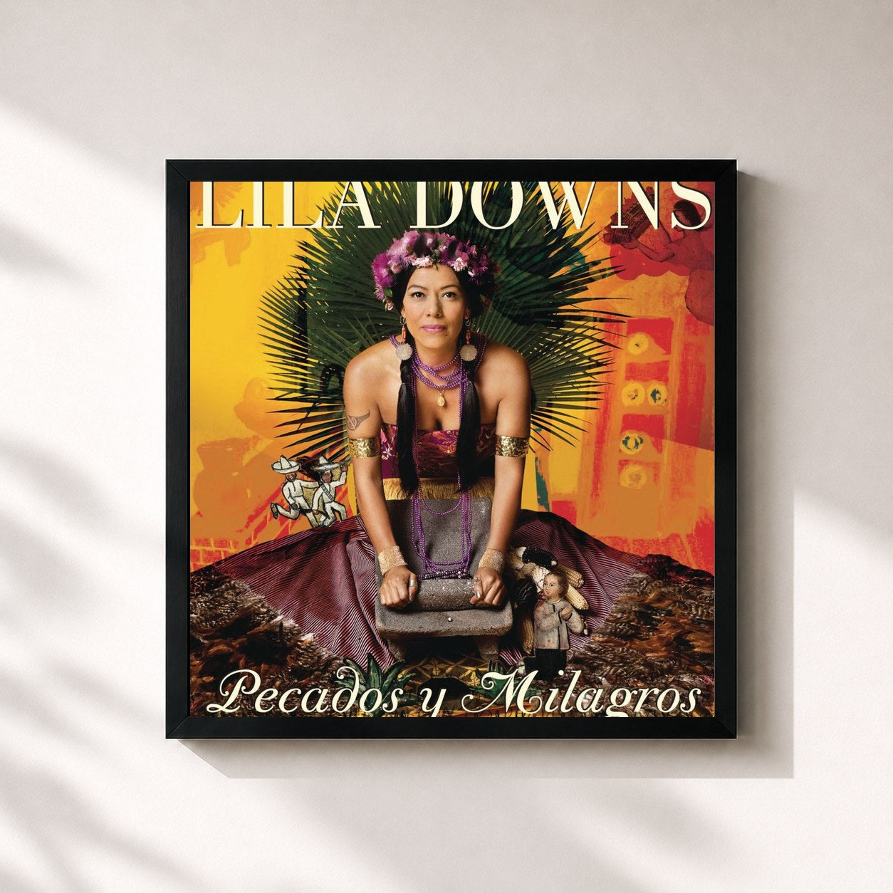 #noir Tableau carré de l'album Pecados Y Milagros de Lila Downs, cadre noir 32x32 cm