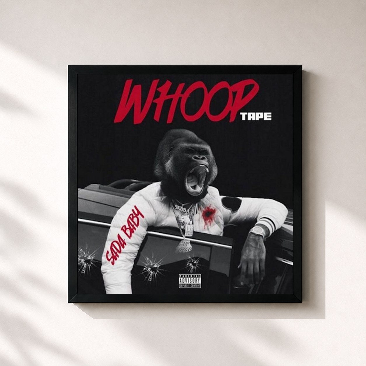 #noir Tableau carré de l'album Whoop Tape de Sada Baby, cadre noir 32x32 cm