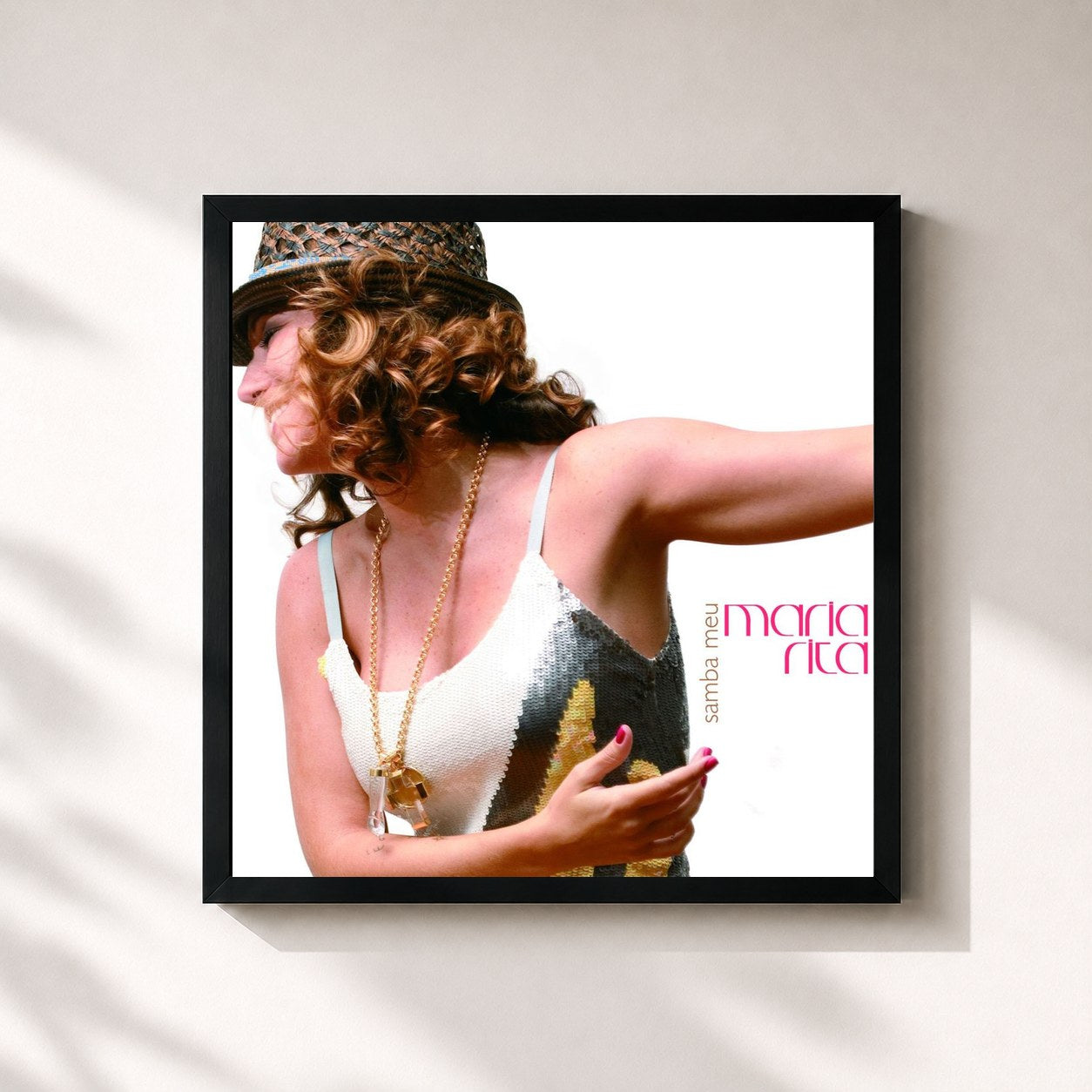 #noir Tableau carré de l'album Samba Meu de Maria Rita, cadre noir 32x32 cm