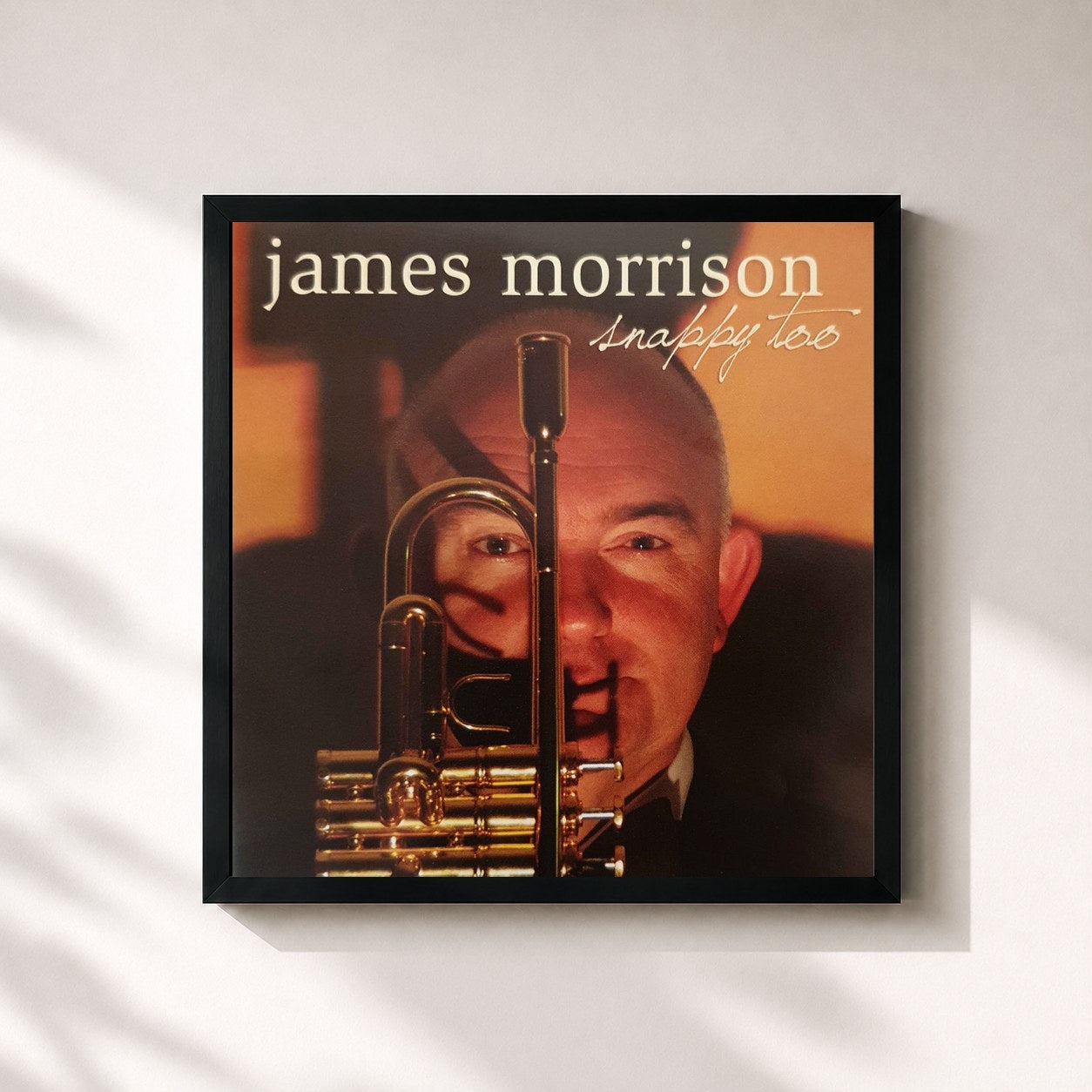 #noir Tableau carré de l'album Snappy Too de James Morrison, cadre noir 32x32 cm