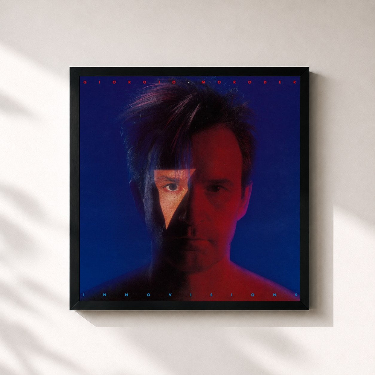 #noir Tableau carré de l'album Innovisions de Giorgio Moroder, cadre noir 32x32 cm