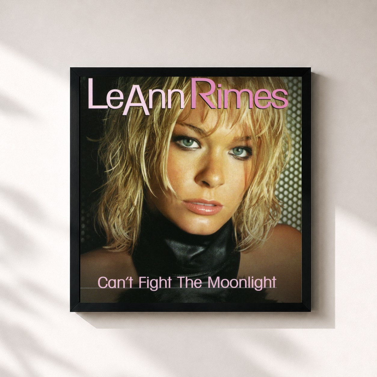 #noir Tableau carré de l'album Can't Fight The Moonlight (Dance Mixes) de LeAnn Rimes, cadre noir 32x32 cm