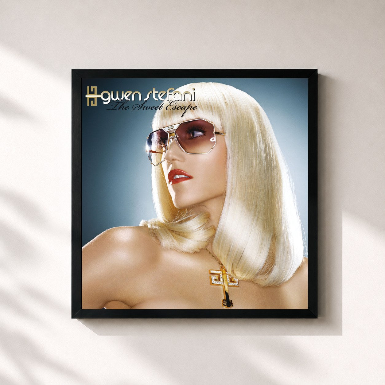#noir Tableau carré de l'album The Sweet Escape de Gwen Stefani, cadre noir 32x32 cm