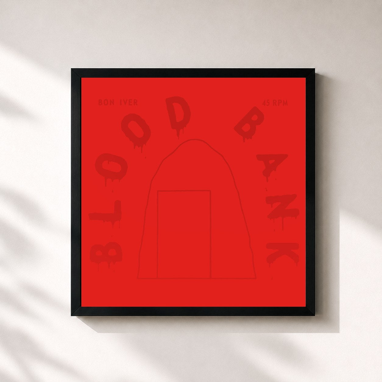 #noir Tableau carré de l'album Blood Bank EP (10th Anniversary Edition) de Bon Iver, cadre noir 32x32 cm