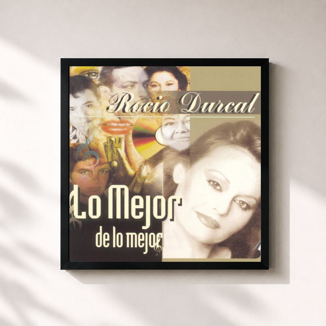 #noir Tableau carré de l'album Lo Mejor De Lo Mejor de Rocio Durcal, cadre noir 32x32 cm