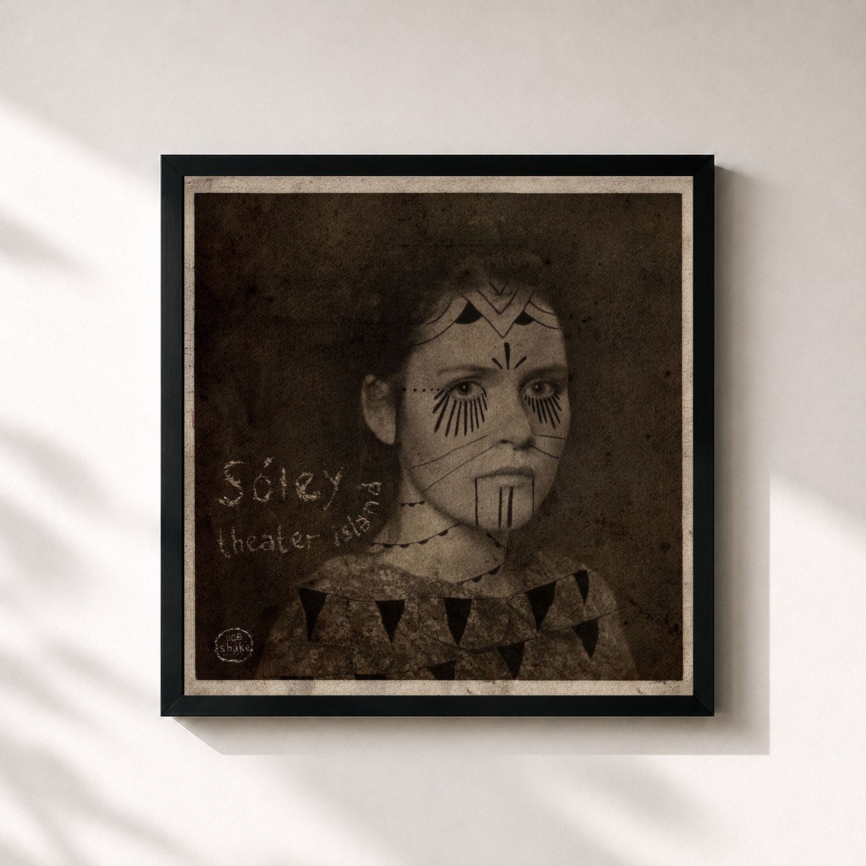 #noir Tableau carré de l'album Theater Island de Soley, cadre noir 32x32 cm