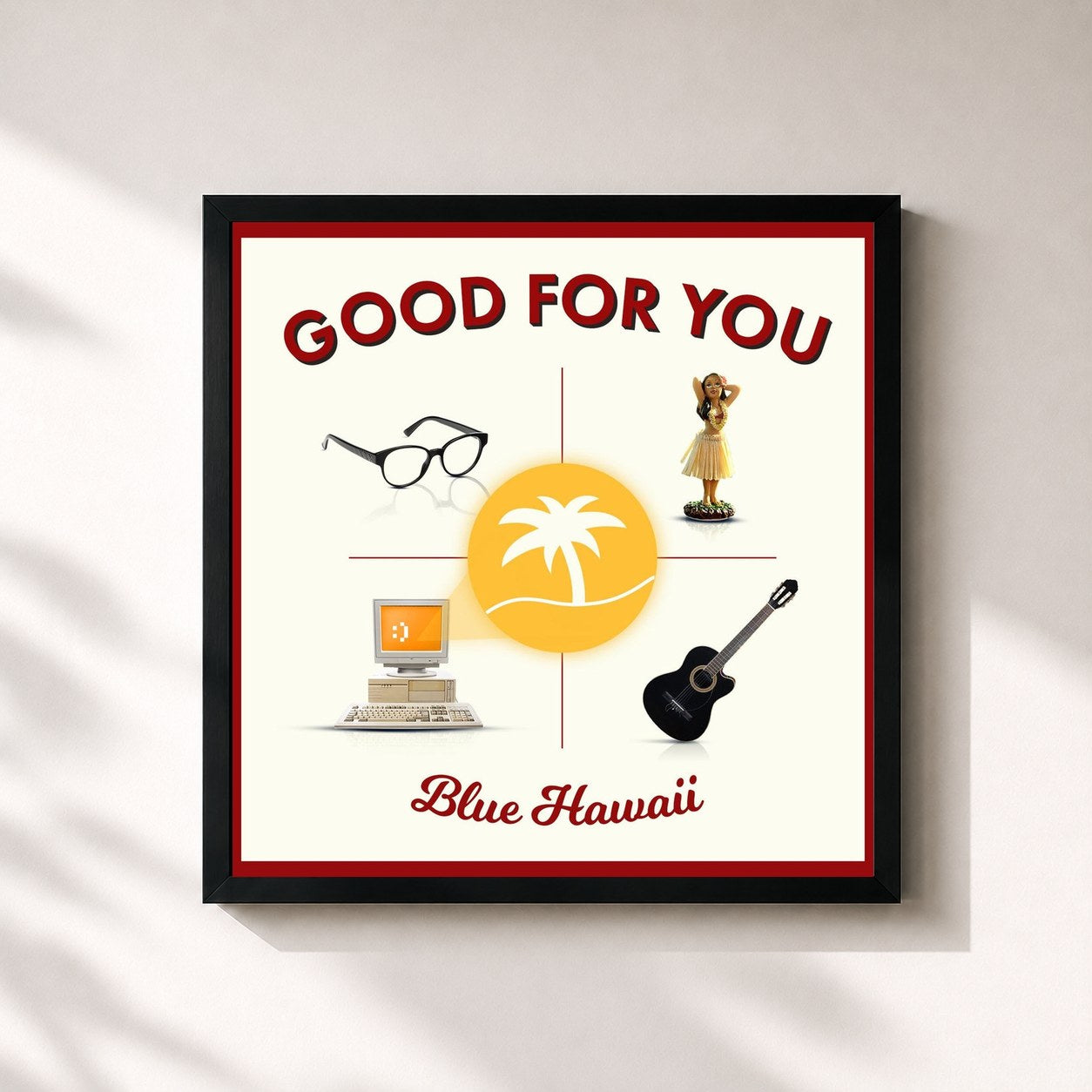 #noir Tableau carré de l'album Good for You de Blue Hawaii, cadre noir 32x32 cm