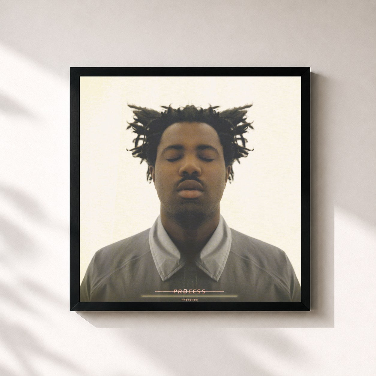#noir Tableau carré de l'album Process de SAMPHA, cadre noir 32x32 cm