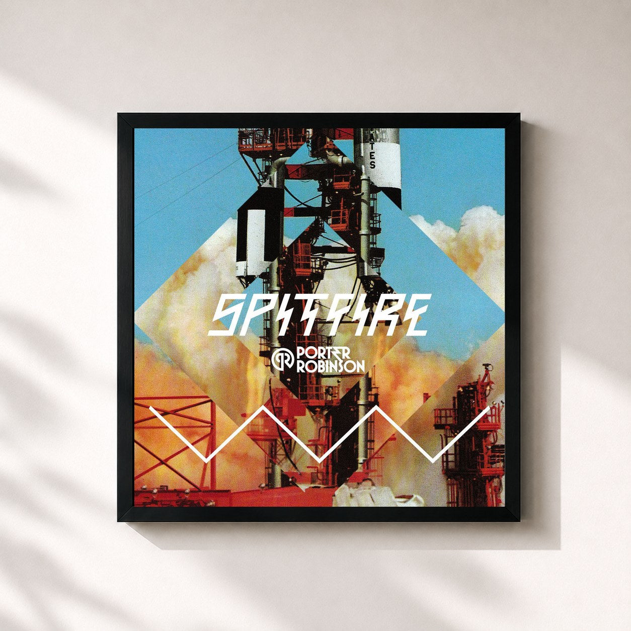 #noir Tableau carré de l'album Spitfire EP de Porter Robinson, cadre noir 32x32 cm