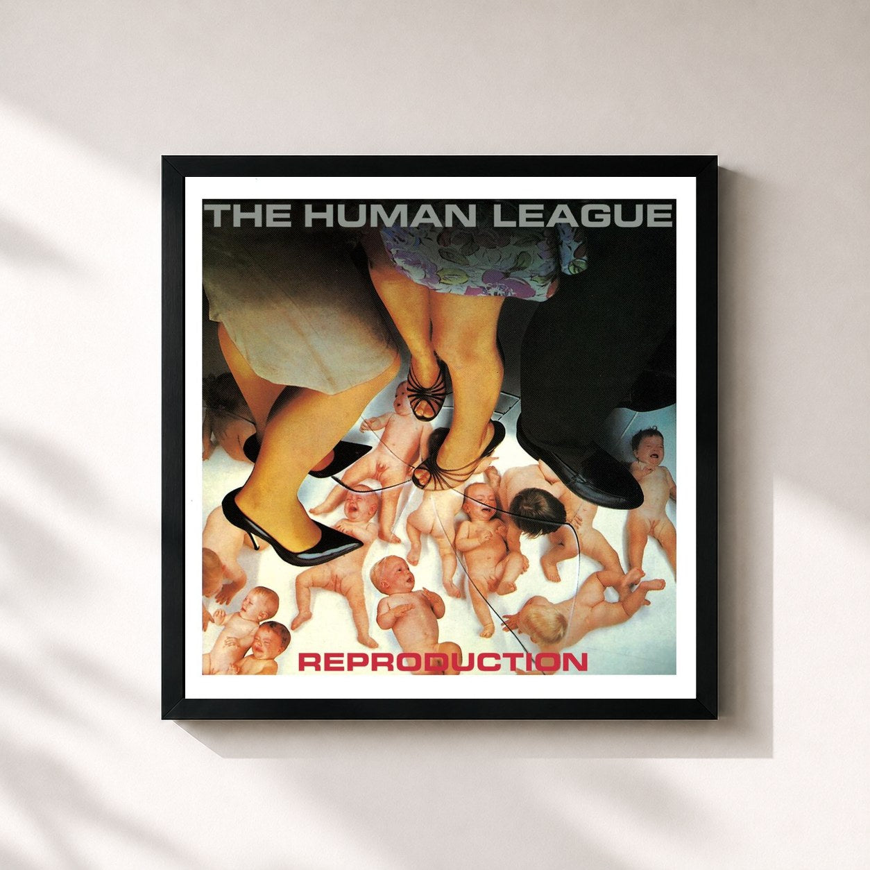 #noir Tableau carré de l'album Reproduction de The Human League, cadre noir 32x32 cm