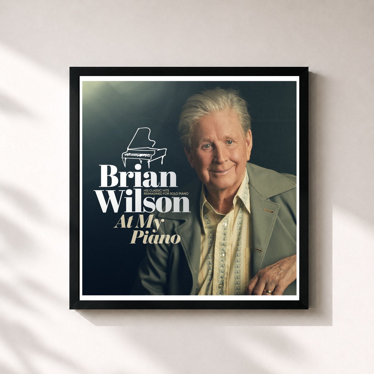 #noir Tableau carré de l'album At My Piano de Brian Wilson, cadre noir 32x32 cm