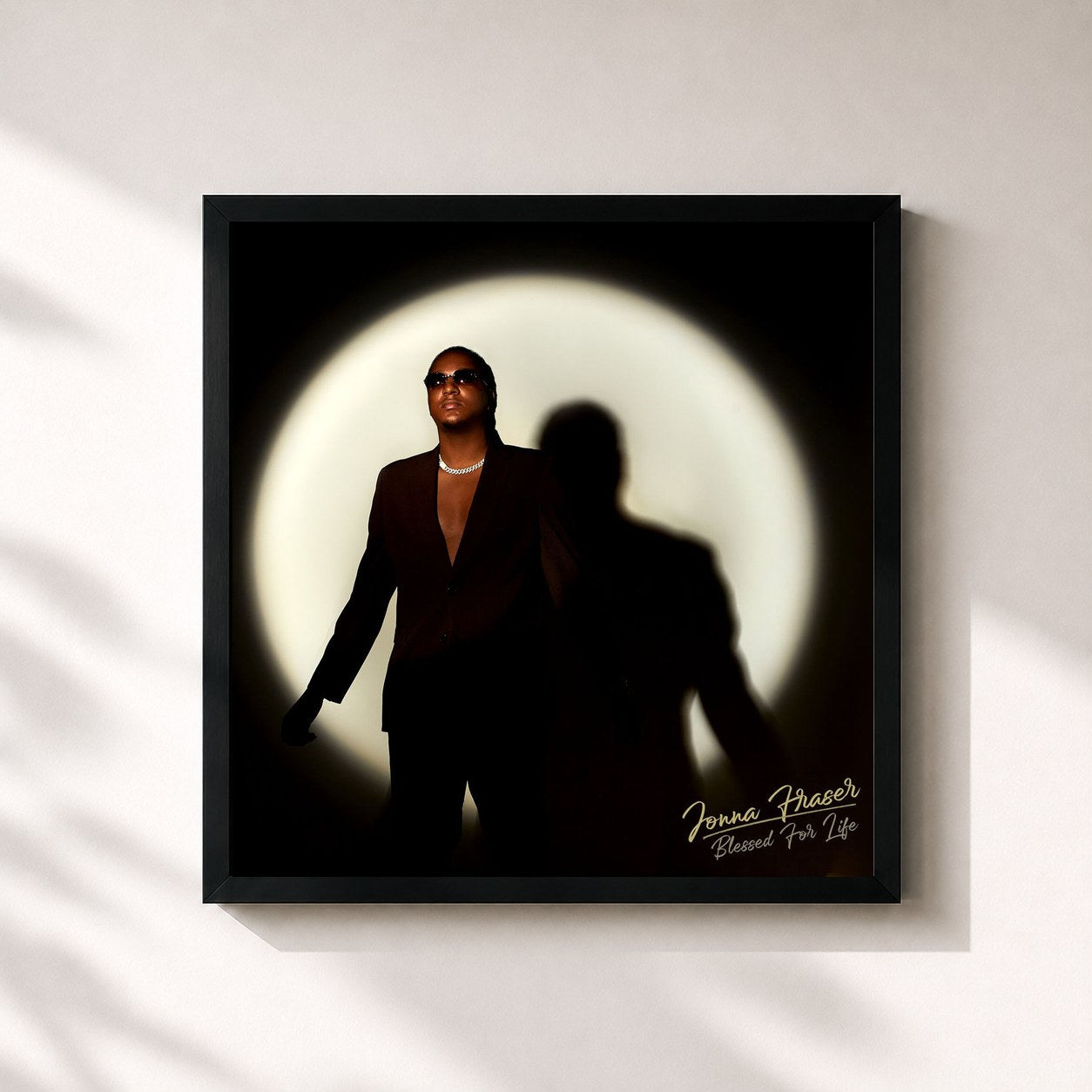 #noir Tableau carré de l'album Blessed For Life de Jonna Fraser, cadre noir 32x32 cm
