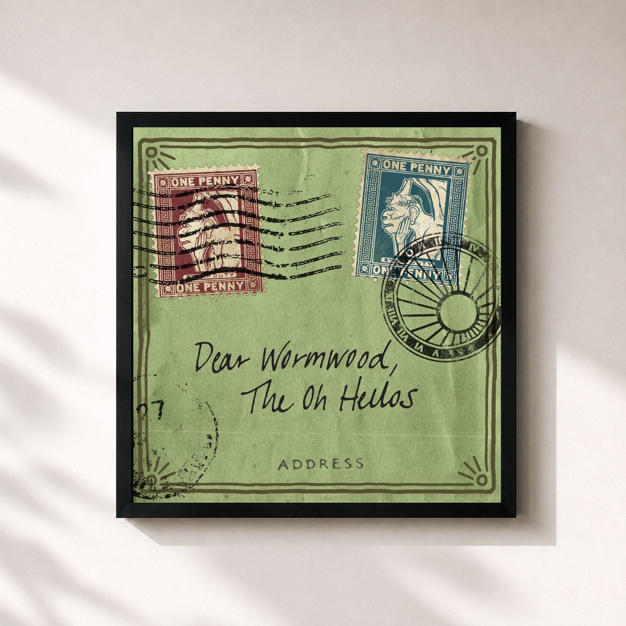 #noir Tableau carré de l'album Dear Wormwood de The Oh Hellos, cadre noir 32x32 cm
