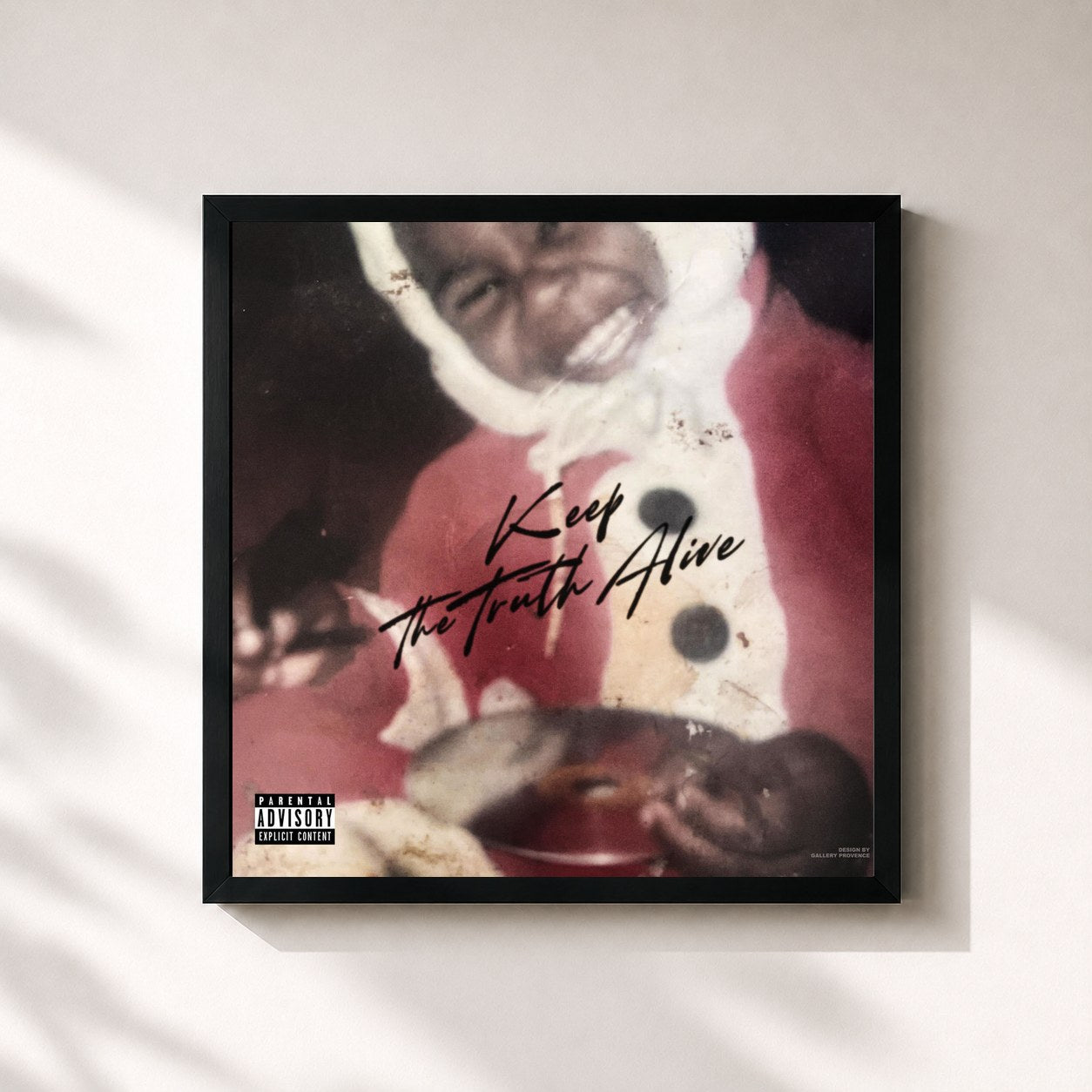 #noir Tableau carré de l'album Keep The Truth Alive de Drakeo the Ruler, cadre noir 32x32 cm