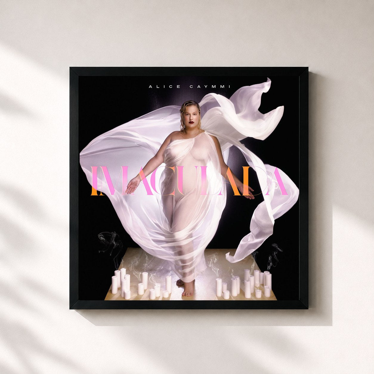 #noir Tableau carré de l'album Imaculada de Alice Caymmi, cadre noir 32x32 cm