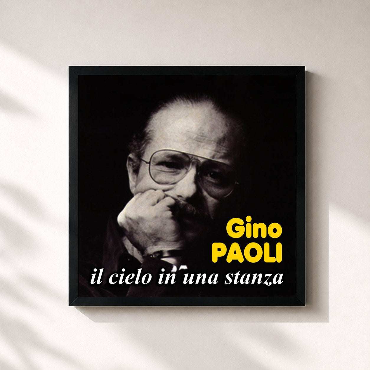 #noir Tableau carré de l'album Il cielo in una stanza de Gino Paoli, cadre noir 32x32 cm