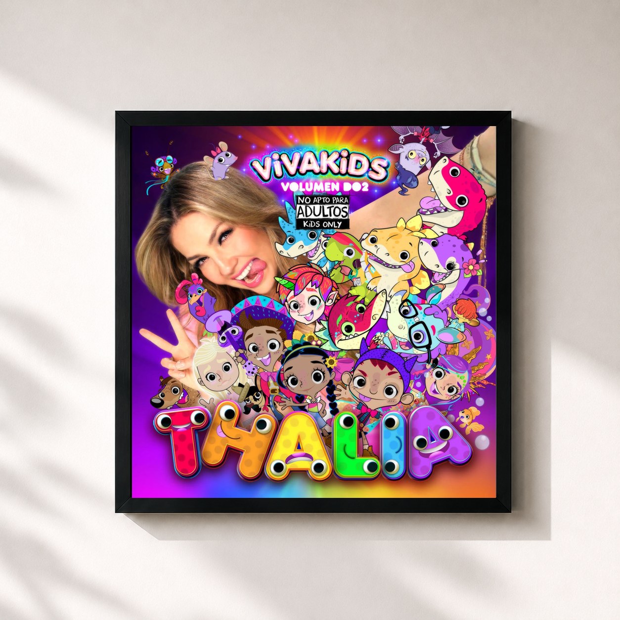 #noir Tableau carré de l'album Viva Kids, Vol. 2 de Thalia, cadre noir 32x32 cm