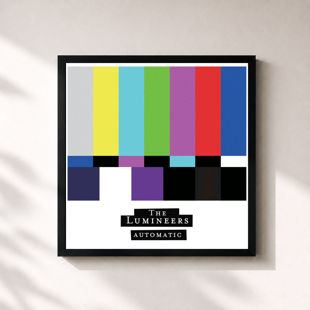 #noir Tableau carré de l'album Automatic de The Lumineers, cadre noir 32x32 cm