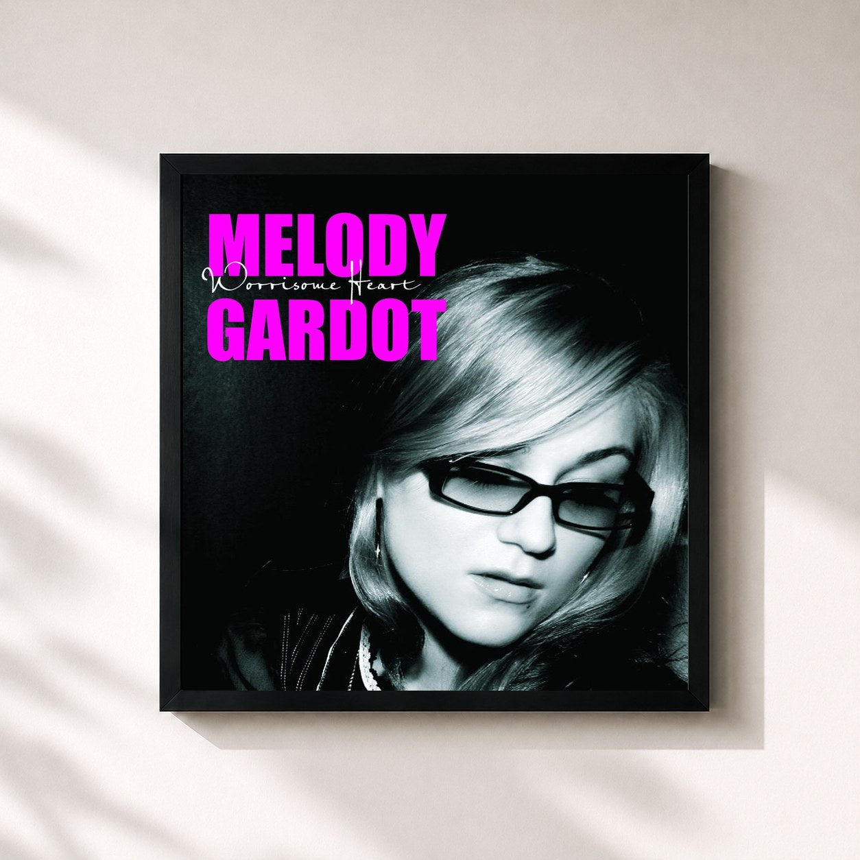#noir Tableau carré de l'album Worrisome Heart de Melody Gardot, cadre noir 32x32 cm